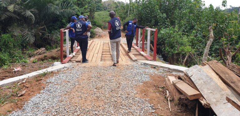 L’équipe MINADER, PAM et ses partenaires en visite de suivi d’un ponceau
Photo : Â© Mayramou MADAKI, PAM/Cameroun